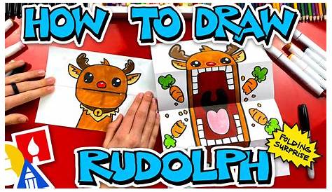 How To Draw A Rudolph Puppet - Folding Surprise - Art For Kids Hub