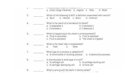 medical terminology worksheet answers