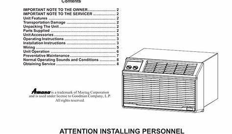 Maytag Thru-the-Wall Room Air Conditioner User Manual | 8 pages