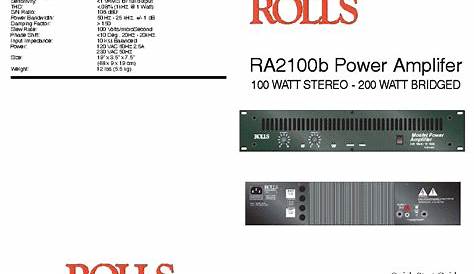 rolls ra2100b stereo amplifier user manual