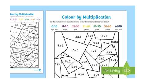 multiplication color worksheet