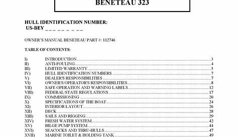beneteau owners manual pdf