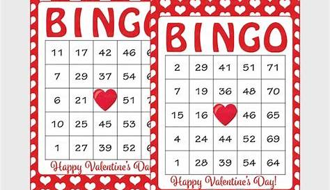 valentines day bingo cards printable