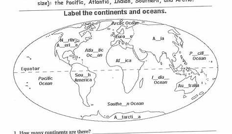 Label The The Continents And Color Them. Great Worksheet For Kids
