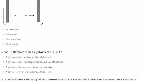 electrolytic cell worksheet