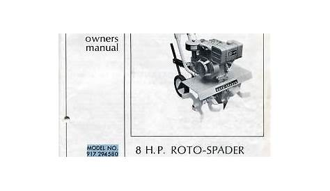 Digital Copy of Sears Owner's Manual - 8 H.P. Roto-Spader - Model No