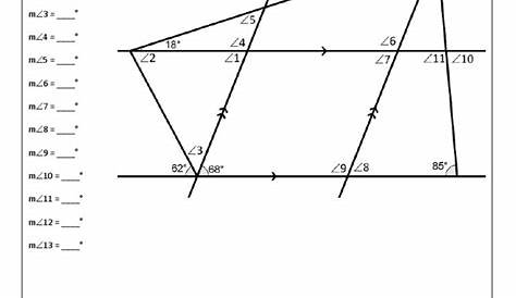 parallel lines transversal and algebra worksheet answers