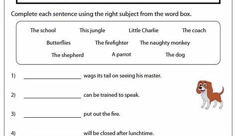Subject and Predicate Worksheets | Subject and predicate, Subject and
