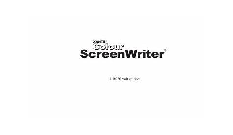 xante screenwriter 5 owner's manual