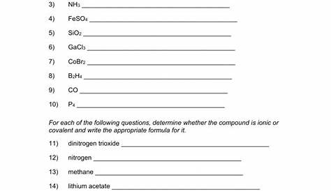 Covalent Nomenclature Worksheet - Printable Word Searches