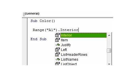 color index in vba