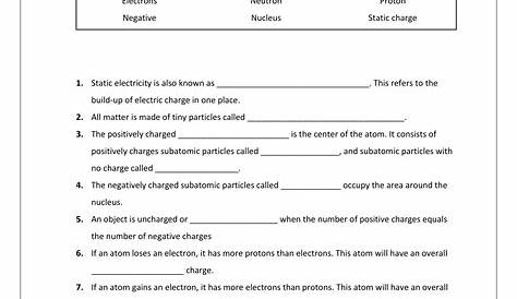 Static Electricity Worksheet Answers