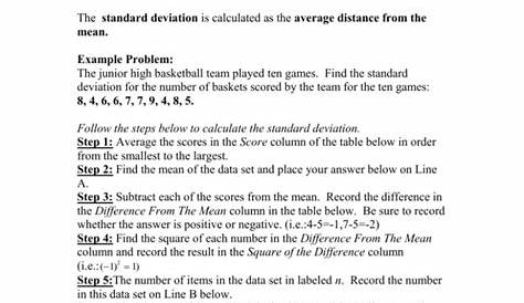 standard deviation worksheets with answers