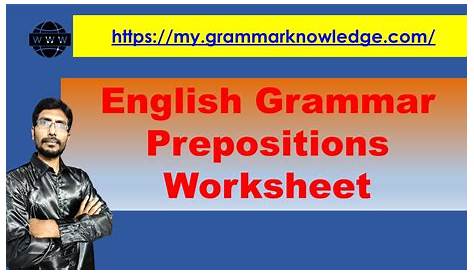 English Grammar Prepositions Worksheet | Prepositions Exercise With