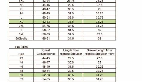 Hockey Jersey Size Conversion Chart - Greenbushfarm.com
