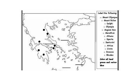 map of ancient greece worksheet