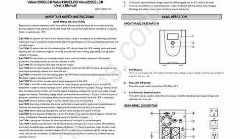 CYBERPOWER VALUE1200ELCD USER MANUAL Pdf Download | ManualsLib