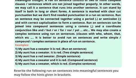 Run on Sentence Printable Worksheets for Grade 2 - Kidpid