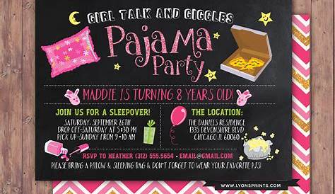 Slumber party invitation, pajama party invite, girl slumber party