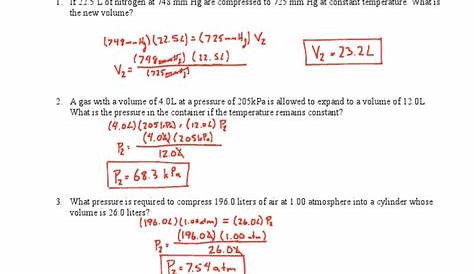 gas laws worksheet