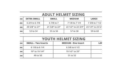 icon helmet size chart