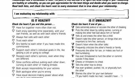 relationship values worksheets