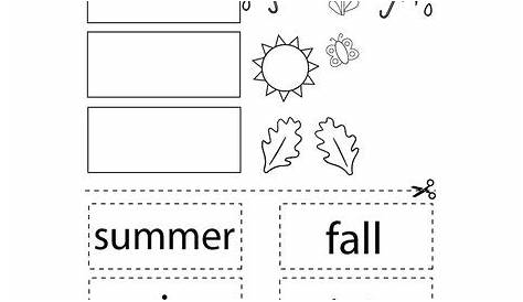 Cut and paste the seasons Worksheet - D'Nealian - Twisty Noodle