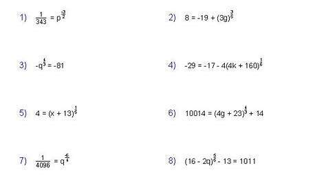 solving exponential equations worksheets