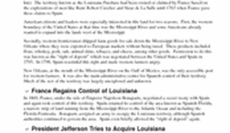 louisiana purchase reading comprehension worksheet