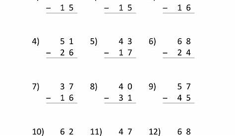 subtraction worksheets for grade 2 3 digits