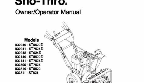 Ariens Sno Thro 932040 41 42 41 509 10 11 Snow Blower Owners Manual