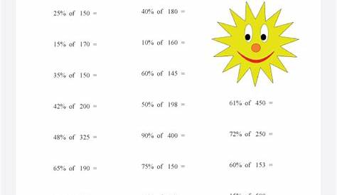 Calculate the percentage of numbers up to 1,000. Grade 5 percentage worksheet with whole numbers