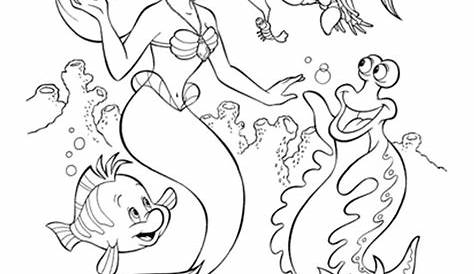 The Little Mermaid - Ariel and her friends coloring page