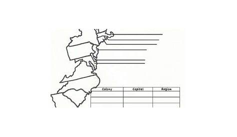 13 Colonies Map Worksheet by Hester History | TPT