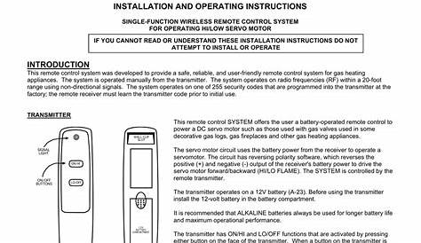 SKYTECH SR1001-1 INSTALLATION AND OPERATING INSTRUCTIONS Pdf Download