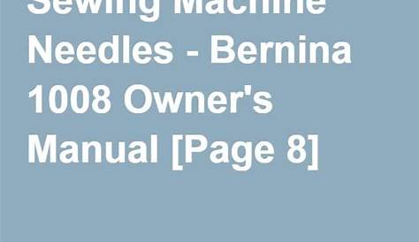 bernina 1008 owner's manual