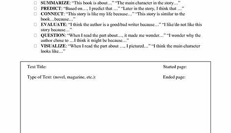 17 Best Images of Reading Reflection Worksheet - 7th Grade Reading