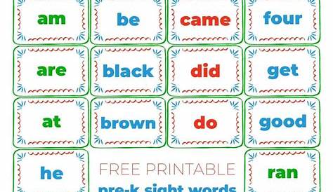 sight words printable flash cards