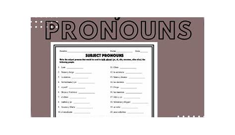 Spanish Subject Pronoun Practice by Senora Novales | TpT