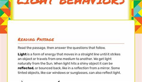 light Behaviors | Interactive Worksheet by Miller, Sheryl | Wizer.me