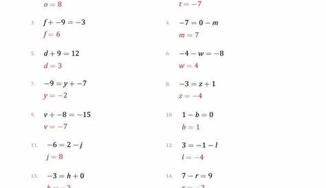 solving linear equations worksheets with answers