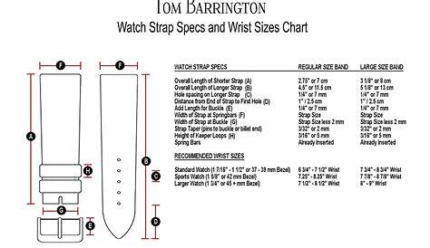 watch band sizes chart