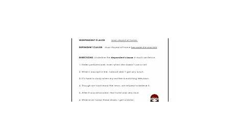 independent and dependent clause worksheets