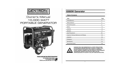 GENTRON 10000W Owner's Manual | Manualzz