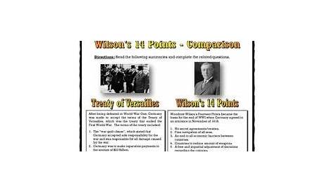 treaty of versailles worksheet