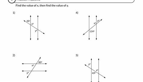parallel lines transversals and algebra worksheet answers
