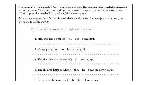 Choose the Pronoun | Pronoun Agreement Worksheet