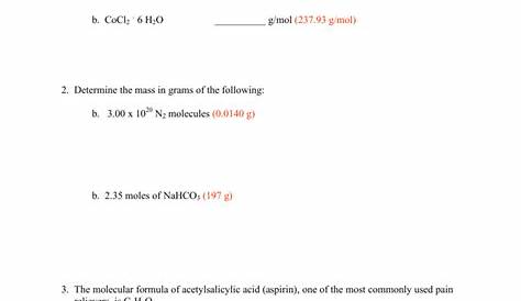 Mole Concept Skills Worksheet 3.7 X 10 Mol Pd - SkillsWorksheets.com