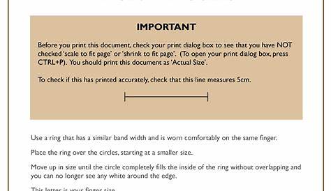 Size Guide - Free Printable Ring Sizer Uk | Free Printable