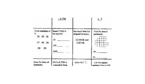 4th Grade Math Common Core Daily Review Week 1 by Kevin Husson | TpT